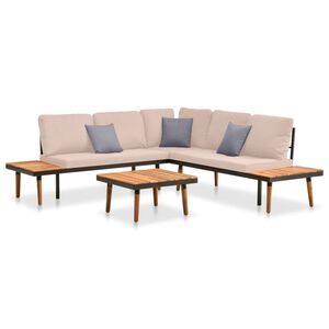 vidaXL Salon de jardin 4 pcs avec coussins Bois massif d'acacia