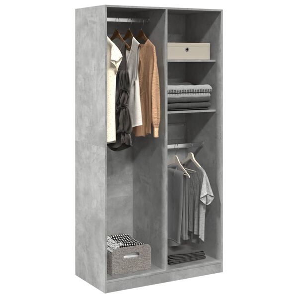 vidaXL Garde-robe Gris b&eacute;ton 100x50x200 cm Agglom&eacute;r&eacute;