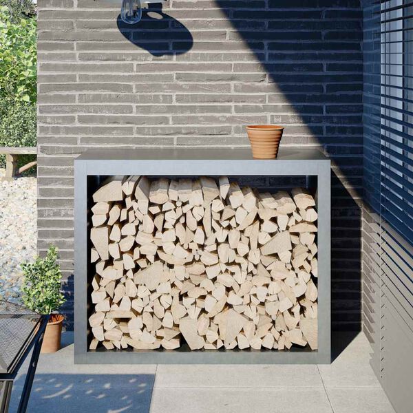vidaXL Portant de bois de chauffage 100x40x80 cm acier galvanis&eacute;
