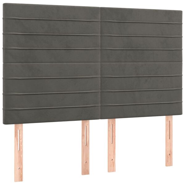 vidaXL T&ecirc;te de lit Gris fonc&eacute; 144 x 5 x 118/128 cm Velours