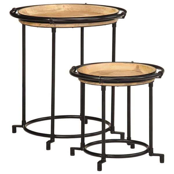vidaXL Ensemble de table d'appoint 2 pcs bois massif de manguier