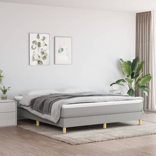 vidaXL Sommier &agrave; lattes de lit avec matelas Gris clair 160x200cm Tissu