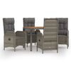 vidaXL Ensemble &agrave; manger de jardin 5 pcs coussins gris r&eacute;sine tress&eacute;e