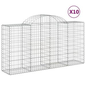 vidaXL Paniers &agrave; gabions arqu&eacute;s 10 pcs 200x50x100/120 cm fer galvanis&eacute;