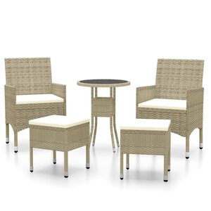 vidaXL Salon de jardin 5 pcs R&eacute;sine tress&eacute;e Beige