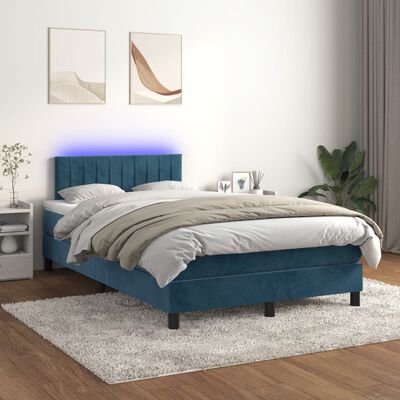 vidaXL Sommier à lattes de lit avec matelas LED bleu foncé 120x190 cm
