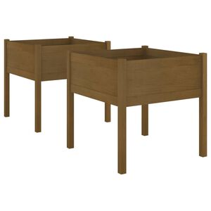 vidaXL Jardini&egrave;res 2 pcs Marron miel 70x70x70 cm Bois de pin massif