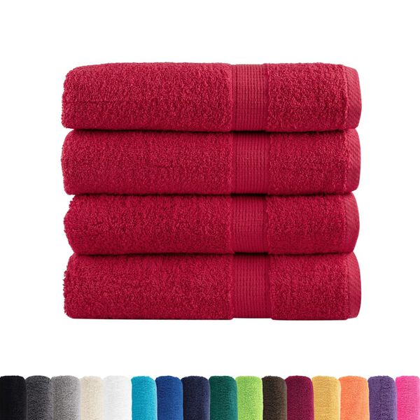 vidaXL Essuie-mains de qualit&eacute; sup&eacute;rieure SOLUND 4 pcs rouge 600 g/m&sup2;