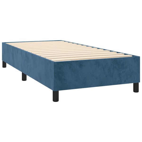 vidaXL Sommier &agrave; lattes de lit et matelas Bleu fonc&eacute; 80x200 cm Velours