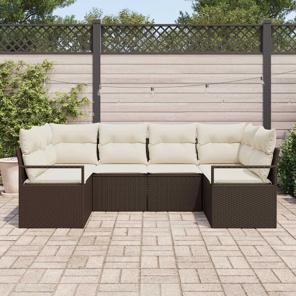 vidaXL Ensemble de Canap&eacute;s avec coussin 6 pcs Marron polyrotin