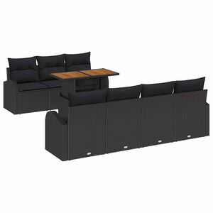 vidaXL Ensemble de canap&eacute; de jardin 8 pcs Noir Poly rotin