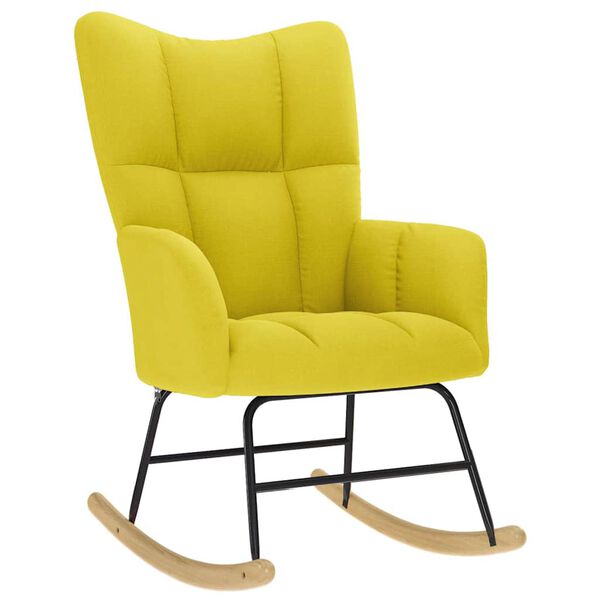 vidaXL Chaise &agrave; bascule avec repose-pied jaune clair tissu