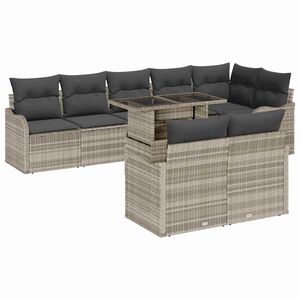 vidaXL Ensemble salon 9 pc Gris clair Poly rotin