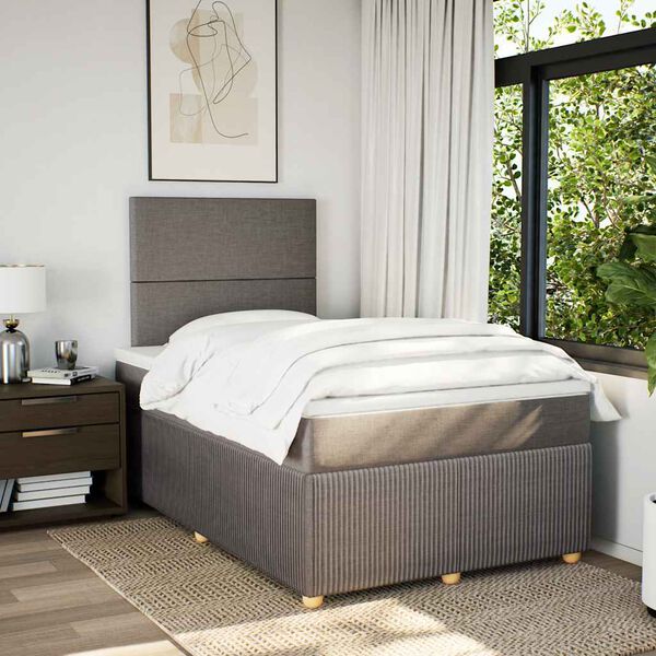 vidaXL Sommier &agrave; lattes de lit avec matelas Taupe 120x200 cm Tissu