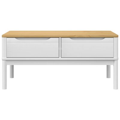 vidaXL Table basse FLORO blanc 99x55,5x45 cm bois massif de pin