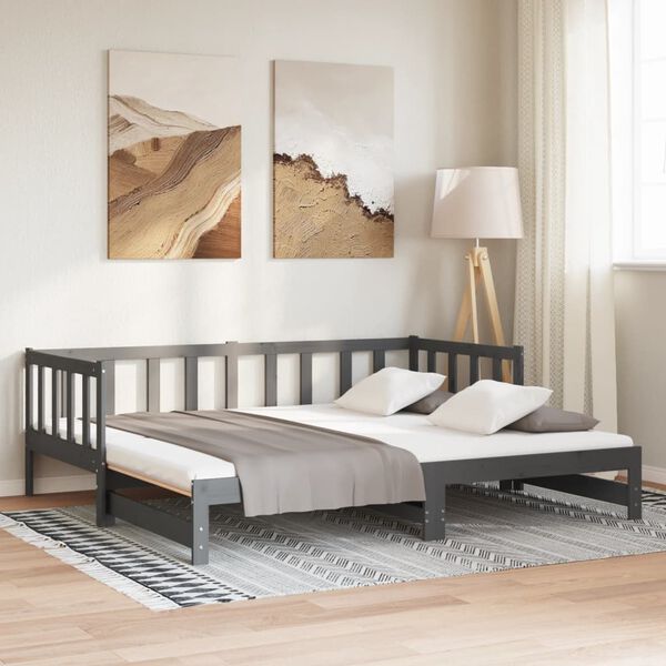 vidaXL Lit coulissant sans matelas gris 2x(90x190) cm