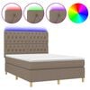 vidaXL Sommier &agrave; lattes de lit et matelas et LED Taupe 140x190cm Tissu