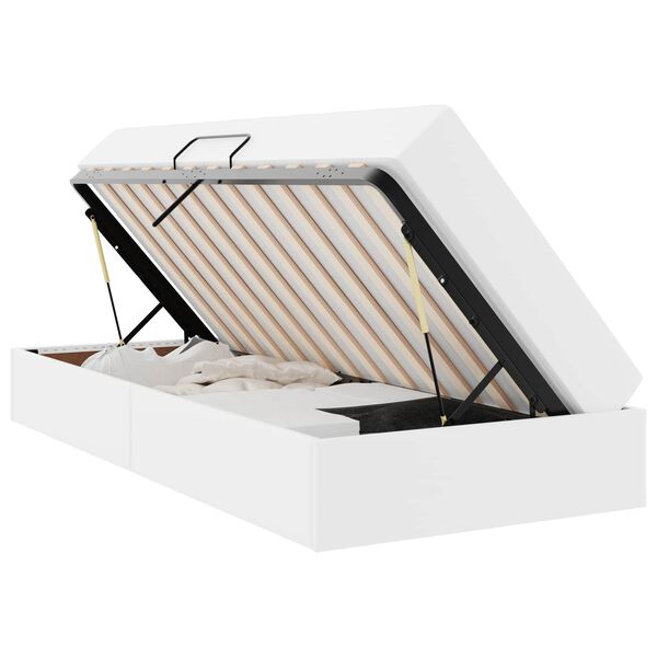 vidaXL Lit avec rangement et matelas avec matelas 2 pcs Blanc Cuir