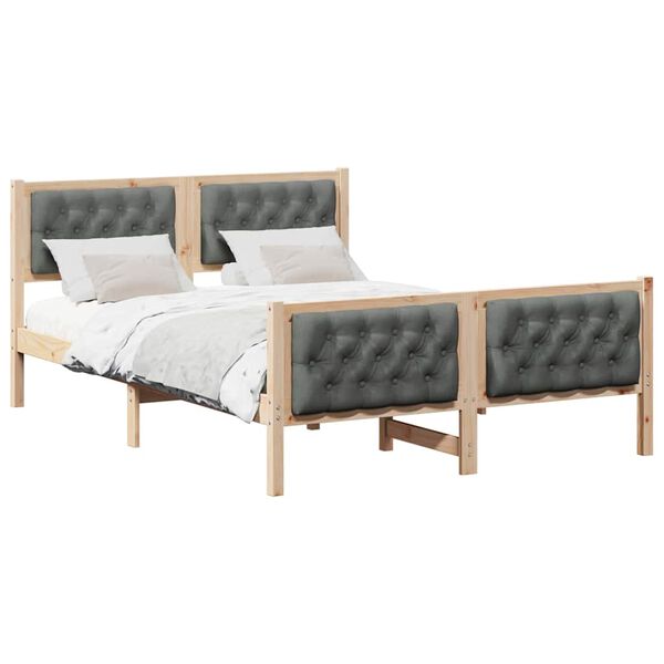 vidaXL Cadre de lit Gris fonc&eacute; 140 x 190 cm Pin massif
