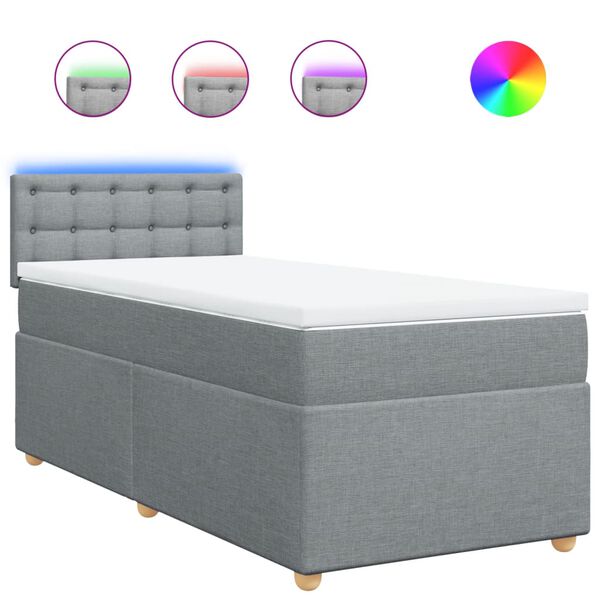 vidaXL Sommier &agrave; lattes de lit avec matelas Gris clair 100x200cm Tissu