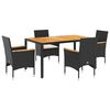 vidaXL Ensemble &agrave; manger de jardin et coussins 5 pcs noir rotin acacia