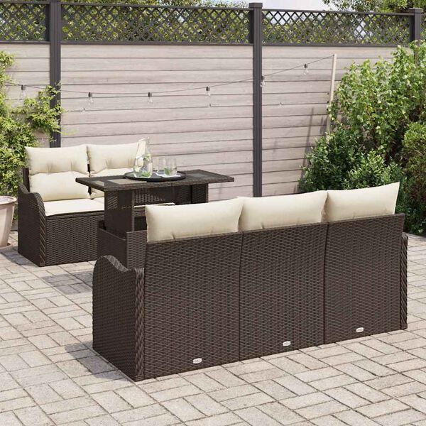 vidaXL Ensemble de canapé de jardin 6 pcs Marron polyrotin