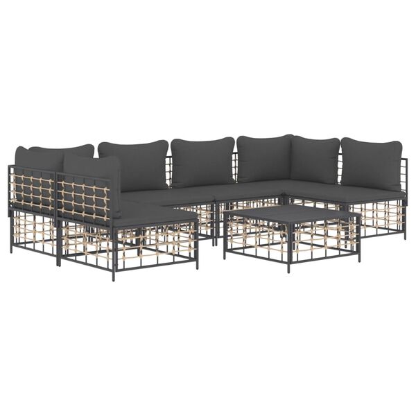 vidaXL Salon de jardin 7 pcs avec coussins anthracite résine tressée