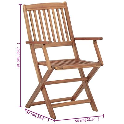 vidaXL Chaises pliables de jardin lot de 6 avec coussins Bois d'acacia