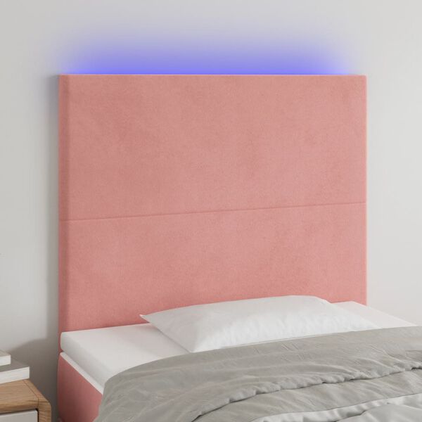 vidaXL Tête de lit à LED Rose 100x5x118/128 cm Velours