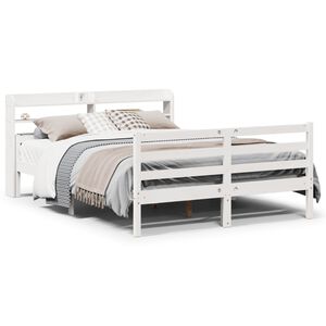 vidaXL Cadre de lit avec t&ecirc;te de lit sans matelas blanc 140x200 cm