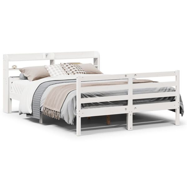 vidaXL Cadre de lit avec t&ecirc;te de lit sans matelas blanc 140x200 cm