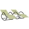 vidaXL Chaises longues &agrave; bascule lot de 2 cr&egrave;me acier et textil&egrave;ne