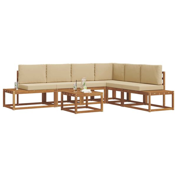 vidaXL Ensemble de canap&eacute;s d'ext&eacute;rieur 7 Pi&egrave;ce Naturel et Beige