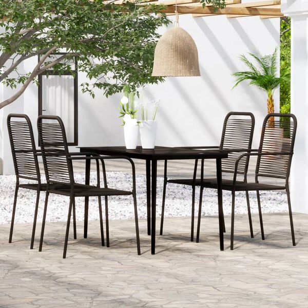 vidaXL Ensemble &agrave; manger de jardin 5 pcs Noir