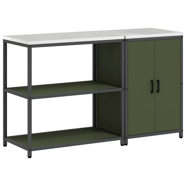 vidaXL Ensemble de rangement cuisine avec &eacute;tag&egrave;re 2 pcs Vert olive