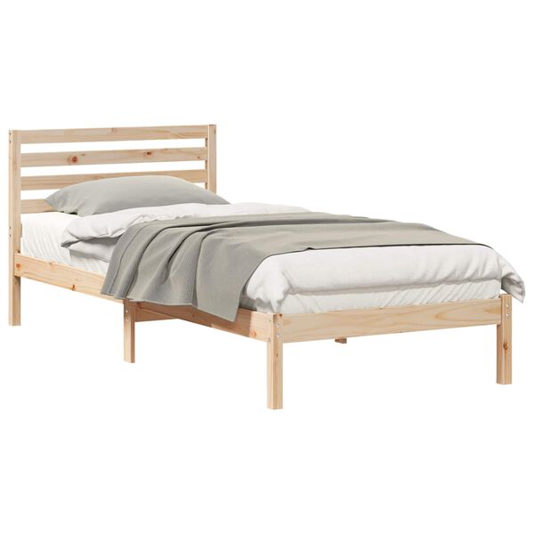 vidaXL Cadre de lit avec t&ecirc;te de lit Marron 80 x 220 cm Pin massif