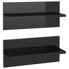 vidaXL &Eacute;tag&egrave;res murales 2 pcs noir brillant bois d'ing&eacute;nierie