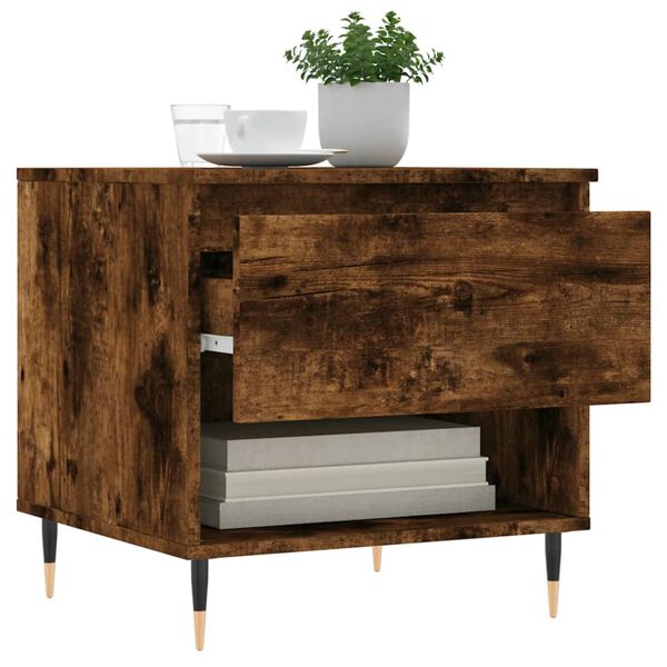 vidaXL Table basse ch&ecirc;ne fum&eacute; 50x46x50 cm bois d'ing&eacute;nierie