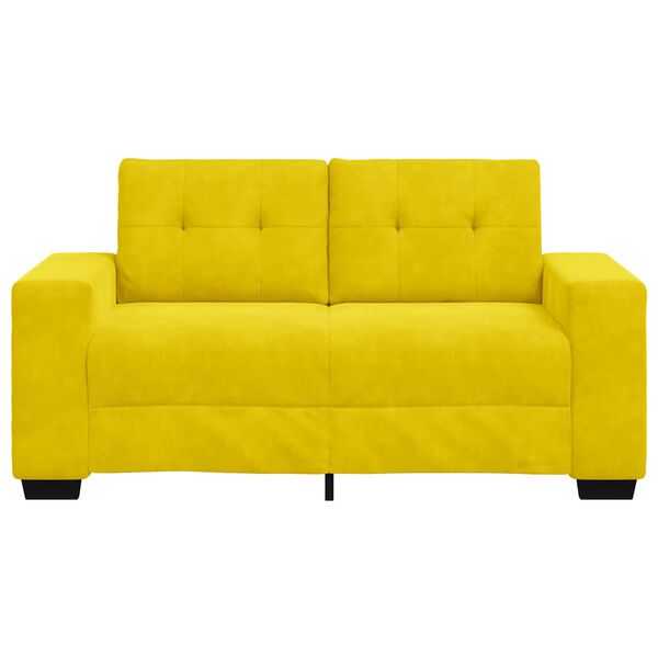 vidaXL | Canap&eacute; Loveseat | avec coussin Jaune Velours