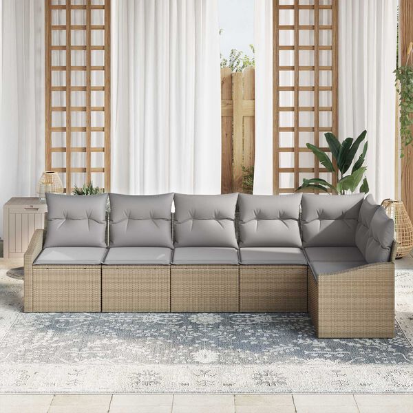 vidaXL Ensemble de Canap&eacute;s avec coussin 6 pcs Beige polyrotin