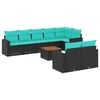 vidaXL Salon de jardin 9 pcs avec coussins noir r&eacute;sine tress&eacute;e