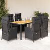 vidaXL Ensemble &agrave; manger de jardin coussins 7pcs Noir R&eacute;sine tress&eacute;e