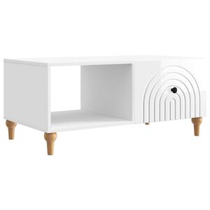 vidaXL Table basse Blanc brillant 90 x 50 x 40 cm Bois d'ing&eacute;nierie