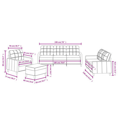 vidaXL Ensemble de canapés 4 pcs avec coussins Noir Tissu