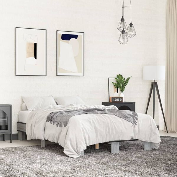 vidaXL Cadre de lit sans matelas sonoma gris 140x200 cm