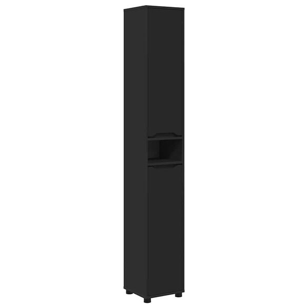 vidaXL Cabinet de salle de bain avec &eacute;tag&egrave;re Noir 30,5 x 30 x 195 cm