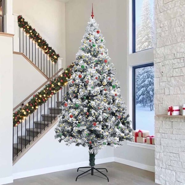 vidaXL Arbre de No&euml;l artificiel pr&eacute;-&eacute;clair&eacute; avec ensemble de boules