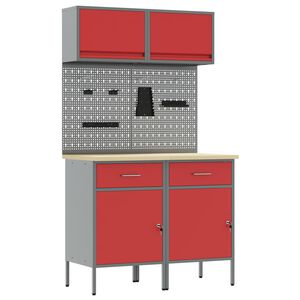 vidaXL Ensemble de placards de travail avec tiroir 6 pc Rouge
