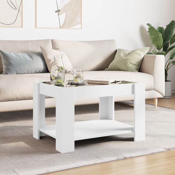 vidaXL Table basse avec LED blanc 73x53x45 cm bois d'ing&eacute;nierie