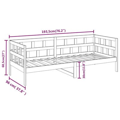 vidaXL Lit de jour sans matelas gris bois de pin massif 90x190 cm